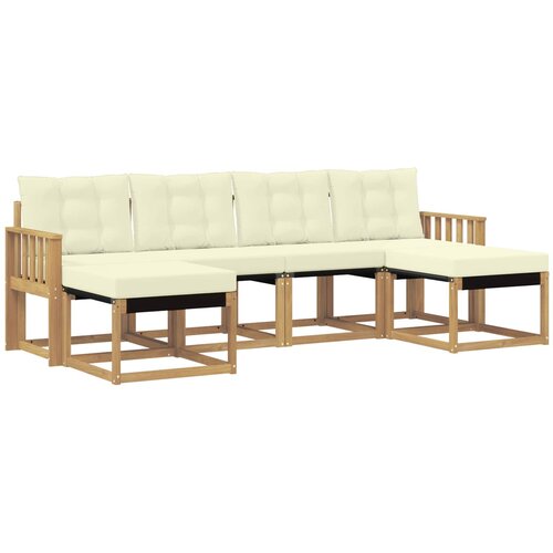 vidaXL Zunanja garnitura za sedenje z blazino 6 pcs Bela in krem, (5000281002) Cene