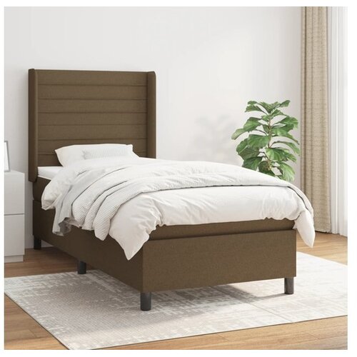  Box spring postelja z vzmetnico temno rjava 100x200 cm blago Cene