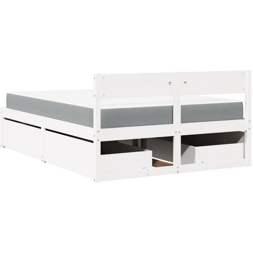  Krevet s ladicama i madracem bijeli 120 x 190 cm od borovine Slike