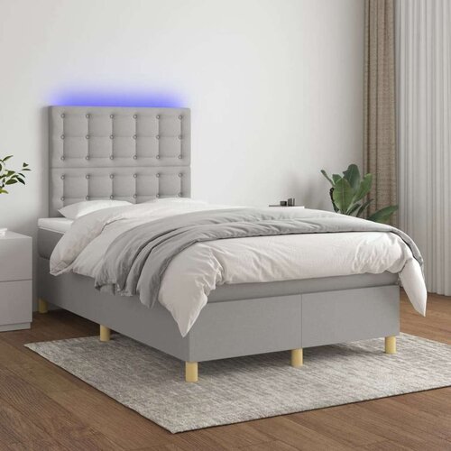  Box spring postelja z vzmetnico LED sv. siva 120x200 cm blago, (20937874) Slike