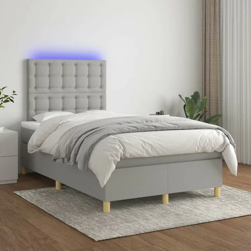  Krevet box spring s madracem LED svjetlosivi 120x200 cm tkanina