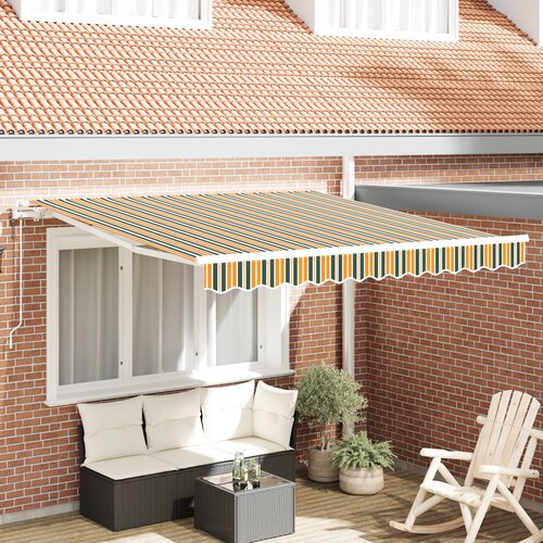 VidaXL avtomatska retraktibilna tenda zelena in rumena 300x250 cm, zamenjava tkanine za 3x2.5 m okvir zelena in rumena Slike