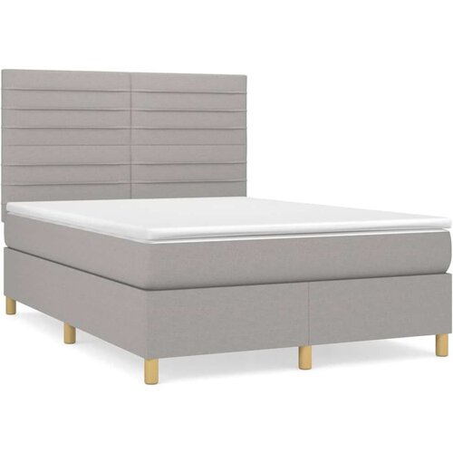 VidaXL Krevet s oprugama i madracem svjetlosivi 140x190 cm od tkanine Slike