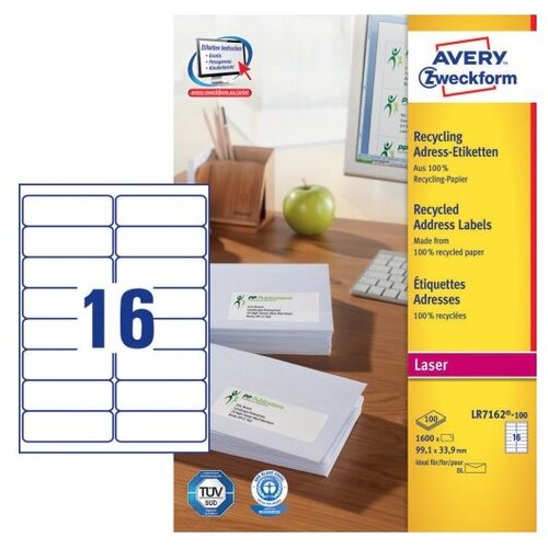 Avery Zweckform Reciklirane etikete za DL ovojnice 99,1 x 33,9 mm Cene
