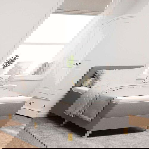  Krevet s kutijom s madracem Taupe 100x200 cm Tkanina Cijene