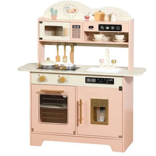 Topi Toys Drvena kuhinja za devojčice, 14 dodataka, Roze Cene
