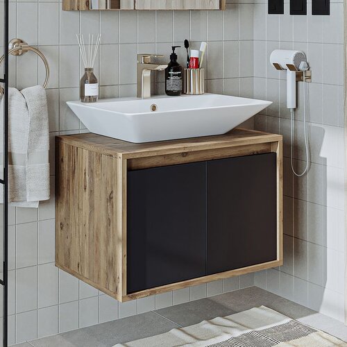 Hanah home kupatilski ormarić sa lavaboom 1707, 65 cm, atlantski bor / antracit Cene