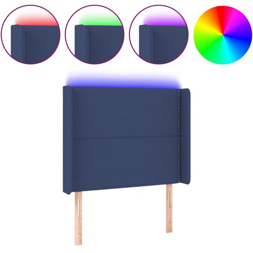 Maison Chic led posteljno vzglavje - vzglavna omarica - nočna omarica modro 103x16x118/128 cm blago, (21709137) Slike