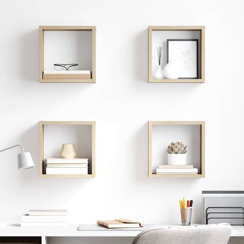  Kockaste zidne police 4 kom boja hrasta sonome 26 x 15 x 26 cm Cijene