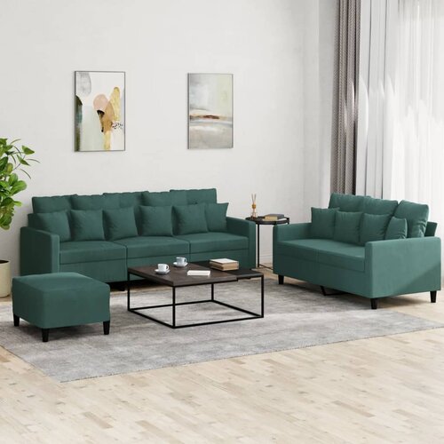  3-dijelni set sofa s jastucima tamnozeleni bar&amp;scaron;unasti Zelena Slike