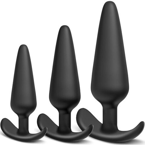 SuperLove Silicone Anal Plug Training Set for Beginners & Advanced Black Cijene