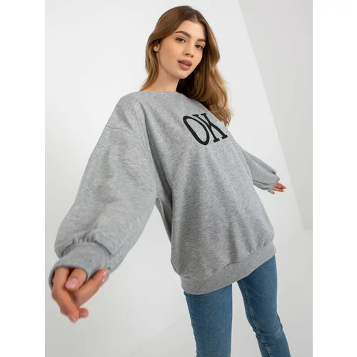 Fashion Hunters Grey loose oversize hoodie without embroidery