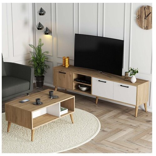 Hanah home Set TV komoda i klub stolić od hrastovine Cene