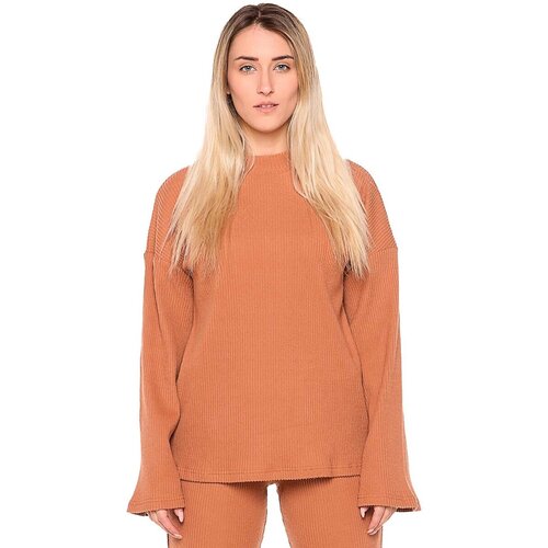 Leone 1947 Puloverji Woman Rib High Collar Relaxed Kostanjeva Cene