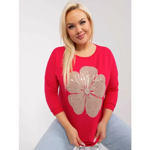 Fashion Hunters Red blouse plus sizes with a round neckline