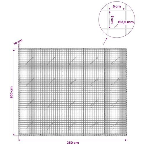  Gabion s žicom debljine 3 5 mm i mrežom 5x5 cm 250x10x200 cm - 10 cm 200 cm 250 cm Slike