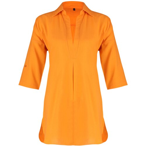 Trendyol Orange Mini Woven 100% Cotton Beach Dress Slike