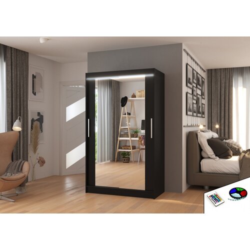 ADRK Klizni ormar s ogledalom TIBAGO, 120 cm - CRNA Cene