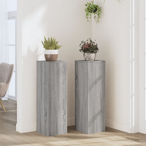 Furnova Stojalo za rastline 2 kosa siva sonoma 25x25x80 cm inž. les, (21919928) Cene
