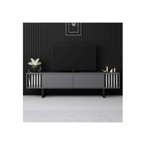 Hanah home TV komoda Chrome Line, 180x48x30 cm, antracit-crna Cene
