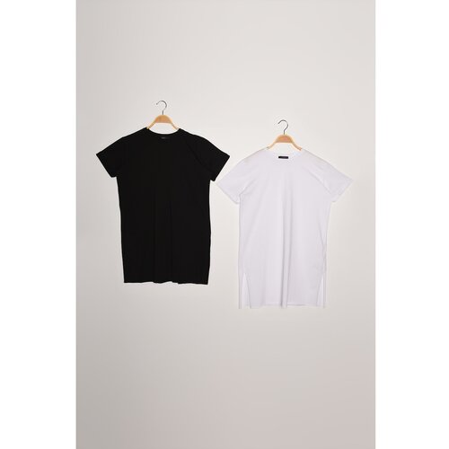 Trendyol Black and White Knitted Double Pack Short Sleeve T-Shirt Slike