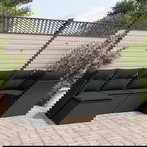 VidaXL 6-dijelni set vrtnih sofa s jastucima crni od poliratana Slike