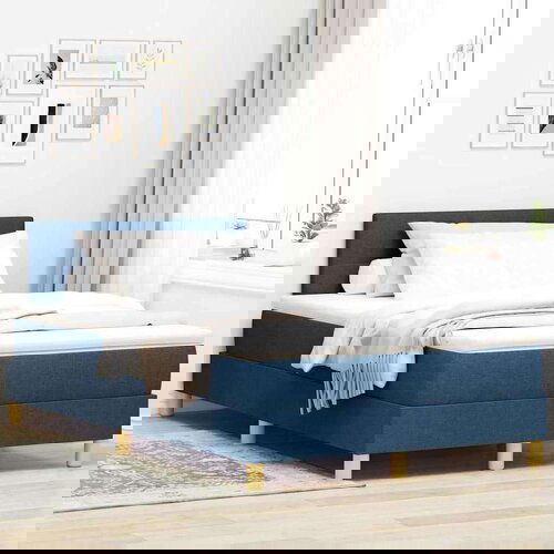 vidaXL Box spring krevet s madracem Plava 120 x 190 cm tkanina Cene