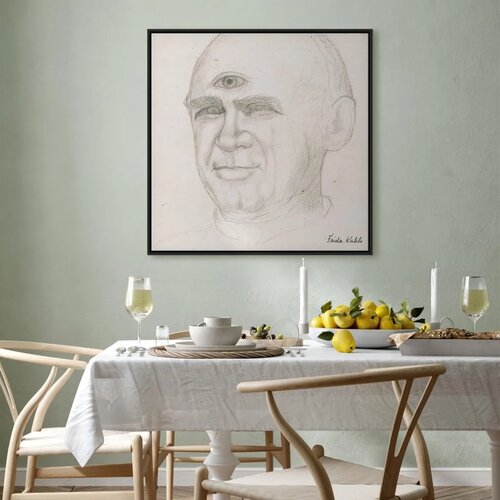  Slika - Frida Kahlo &amp;ndash; Portrait of Nacho Aguirre 60x60 U crnom drvenom okviru Slike