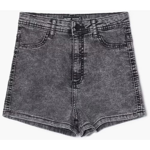 Cropp - Temno sive kratke hlače z visokim pasom - Siva