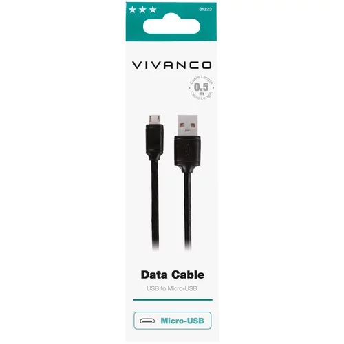 Vivanco 0,5M USB-A <> MICRO-USB, schwarz 61323 0,5M USB-A <> MICRO-USB, schwarz