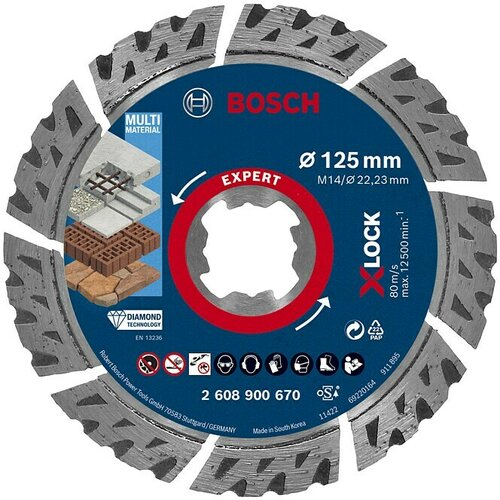 Bosch EXPERT MultiMaterial X-LOCK dijamantska rezna ploča od 125x22,23x2,4x12 mm 2608900670 Slike