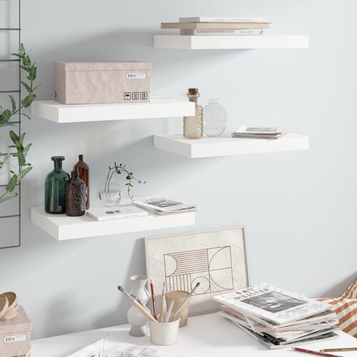 vidaXL Stenske police 4 kosi visok sijaj bele 40x23x3,8 cm MDF Cene