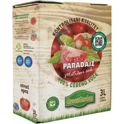 Green Garden Matični sok Paradajz 100%, BAG IN BOX, 3l Slike