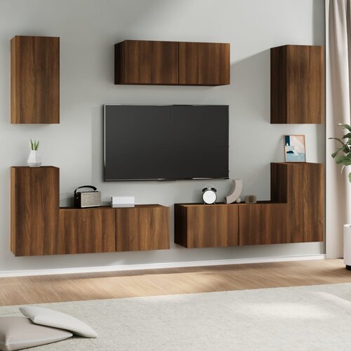 The Living Store Komplet TV omaric 7-delni rjav hrast konstruiran les - Komplet TV Omaric, (21374105) Slike