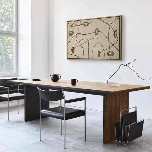 Slika - Lines and shapes &amp;ndash; bead labyrinth on a pale washed background 120x80 U prirodnom drvenom okviru Slike