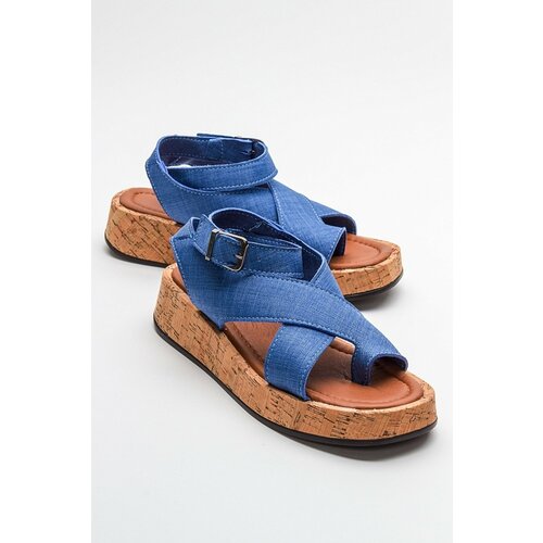LuviShoes SARY Blue Women's Jeans Sandals Slike
