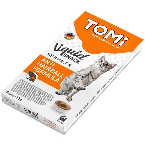 Tomi cat liquid snack 8x15g malt-anti hairball Slike