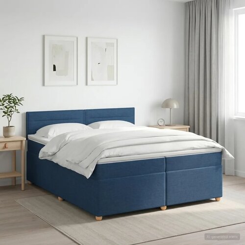  Boxspring krevet s madracem Plava 200 x 200 cm Tkanina - Plava 200 x 200 cm Dizajn linija Cijene
