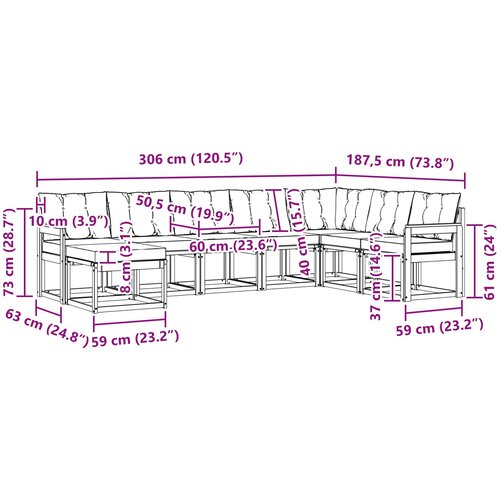  Set vanjskih sofa 8 pcs Bijela i bež Slike
