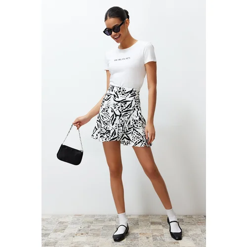 Trendyol Black Patterned Skirt Frilly Viscose Woven Shorts Skirt