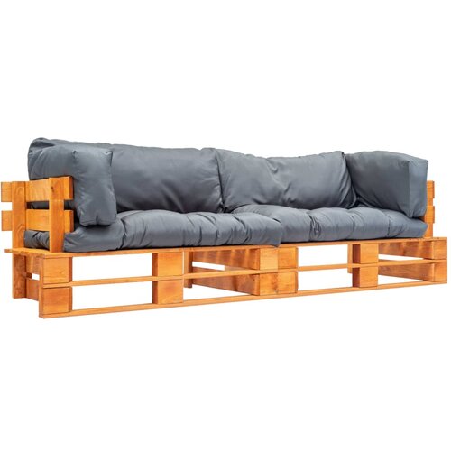  2-dijelni vrtni set sofa od paleta sa sivim jastucima borovina Cijene
