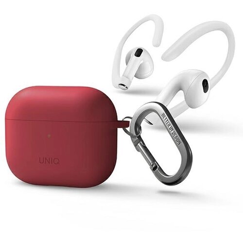 Uniq NEXO OVITEK ZA AIRPODS 3 + SILIKONSKE KLJUBKE ZA U&amp;Scaron;ESA RDEČ, (22006244) Slike