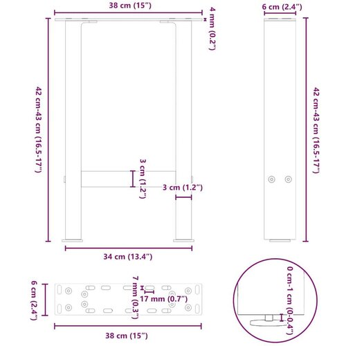  Noge stolića za kavu 2 kom crne 38x(42-43) cm čelik Slike