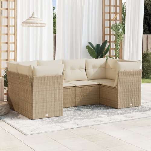 VidaXL 6-dijelni set vrtnih sofa s jastucima bež od poliratana Slike