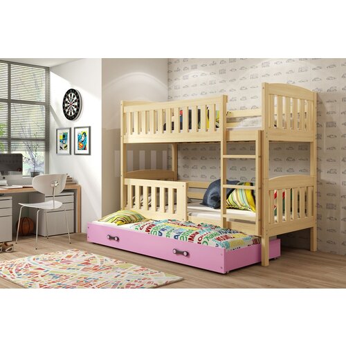 BestBed KREVET NA KAT KUBUS 2 200X90 SA DODATNIM LEAJEM (VIE BOJA) - BOR-roza Slike