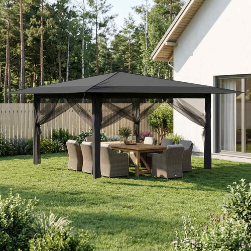 Gazebo s 4 bočne strane 4 x 4 m Svjetlosiva i antracit Cijene