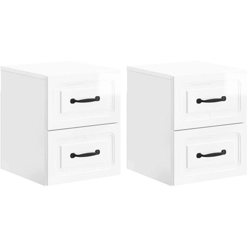  Stenski nočni omarici 2 pcs Bela visok sijaj 34,5 x 33 x 40 cm, (5000233567) Cene