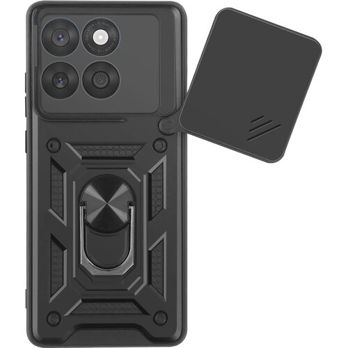 AVIZAR Ovitek za Motorola Edge 60 Fusion z obročastim stojalom in drsnim pokrovom kamere, Črna, (5000190612) Slike