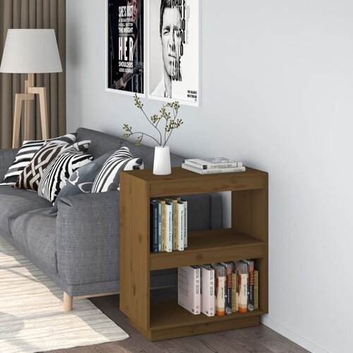 VidaXL knjižna omara medeno rjava 60x35x71 cm trdna borovina Slike
