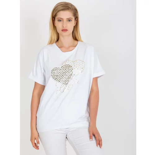 Fashion Hunters White loose plus size t-shirt with print